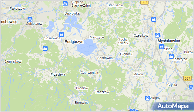 mapa Sosnówka gmina Podgórzyn, Sosnówka gmina Podgórzyn na mapie Targeo