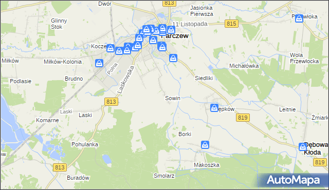 mapa Sowin gmina Parczew, Sowin gmina Parczew na mapie Targeo