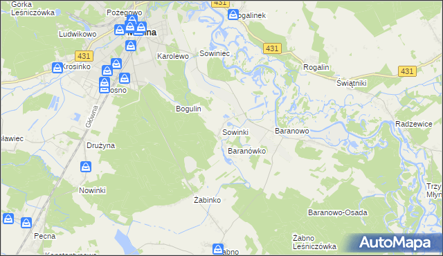 mapa Sowinki, Sowinki na mapie Targeo