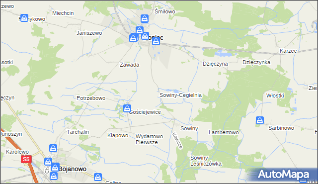 mapa Sowiny-Cegielnia, Sowiny-Cegielnia na mapie Targeo