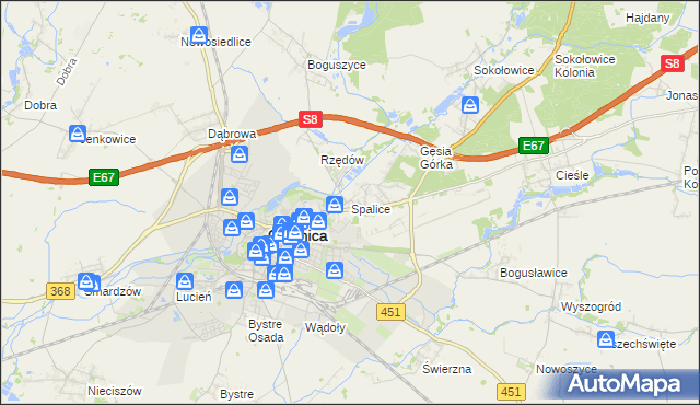 mapa Spalice, Spalice na mapie Targeo