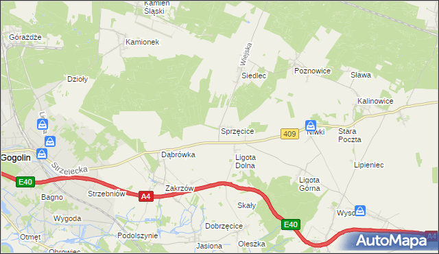mapa Sprzęcice, Sprzęcice na mapie Targeo