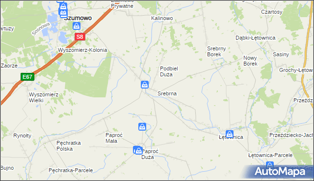 mapa Srebrna gmina Szumowo, Srebrna gmina Szumowo na mapie Targeo