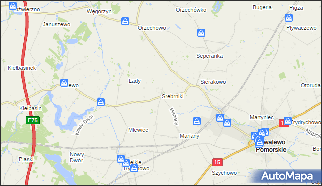 mapa Srebrniki, Srebrniki na mapie Targeo