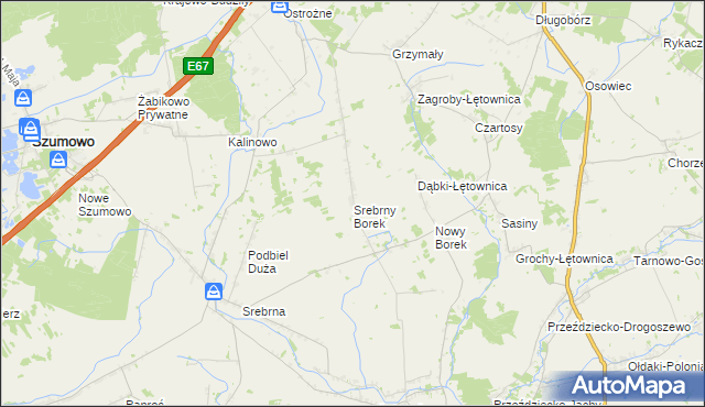 mapa Srebrny Borek, Srebrny Borek na mapie Targeo