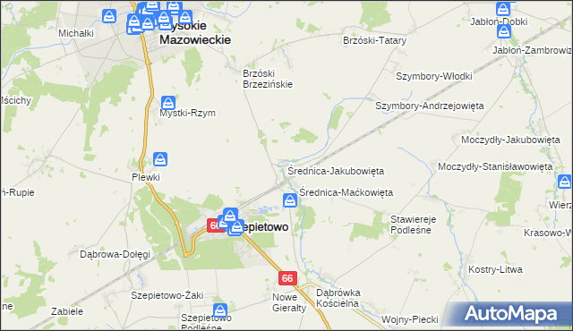 mapa Średnica-Jakubowięta, Średnica-Jakubowięta na mapie Targeo