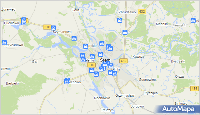 mapa Śrem, Śrem na mapie Targeo