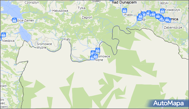 mapa Sromowce Niżne, Sromowce Niżne na mapie Targeo