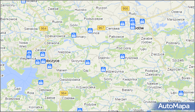mapa Stadniki gmina Dobczyce, Stadniki gmina Dobczyce na mapie Targeo