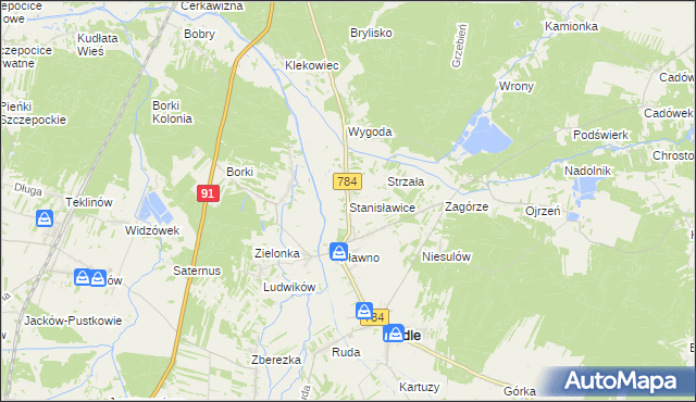 mapa Stanisławice gmina Gidle, Stanisławice gmina Gidle na mapie Targeo