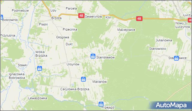 mapa Stanisławów gmina Głowaczów, Stanisławów gmina Głowaczów na mapie Targeo