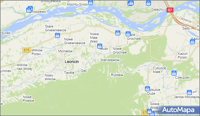 mapa Stanisławów gmina Leoncin, Stanisławów gmina Leoncin na mapie Targeo