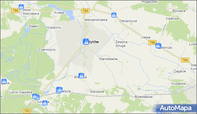 mapa Stanisławów gmina Przyrów, Stanisławów gmina Przyrów na mapie Targeo