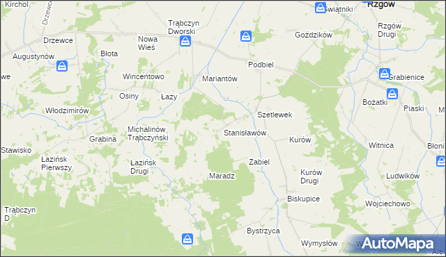 mapa Stanisławów gmina Zagórów, Stanisławów gmina Zagórów na mapie Targeo