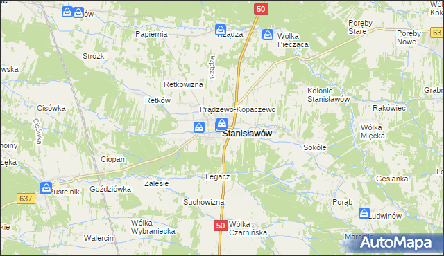 mapa Stanisławów powiat miński, Stanisławów powiat miński na mapie Targeo