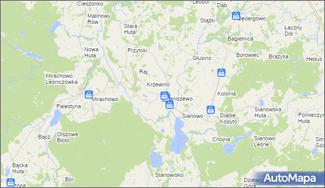 mapa Staniszewo gmina Kartuzy, Staniszewo gmina Kartuzy na mapie Targeo