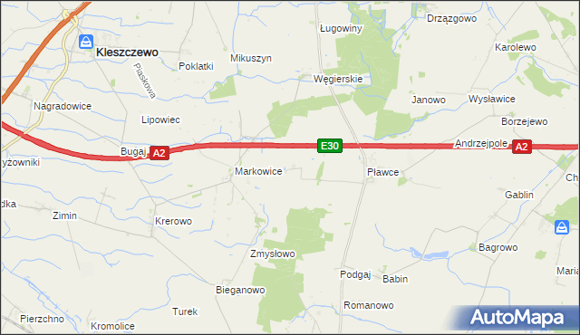 mapa Staniszewo gmina Środa Wielkopolska, Staniszewo gmina Środa Wielkopolska na mapie Targeo