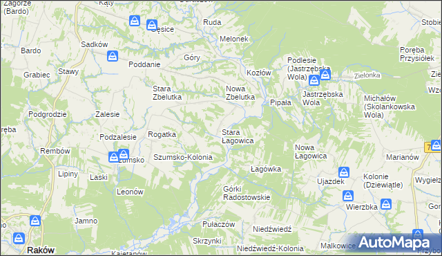 mapa Stara Łagowica, Stara Łagowica na mapie Targeo