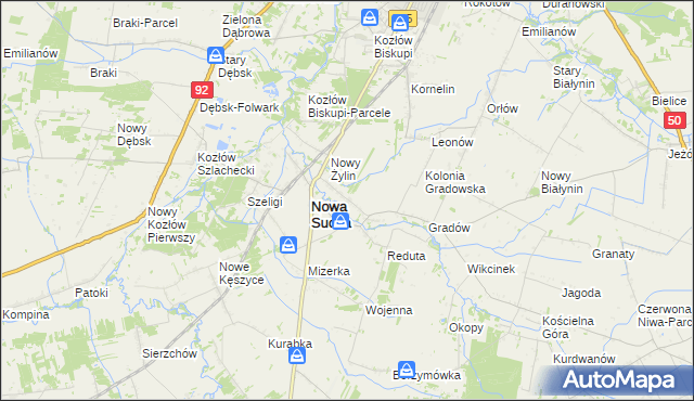 mapa Stara Sucha gmina Nowa Sucha, Stara Sucha gmina Nowa Sucha na mapie Targeo