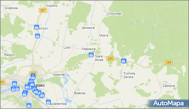 mapa Stara Woda gmina Lubsko, Stara Woda gmina Lubsko na mapie Targeo