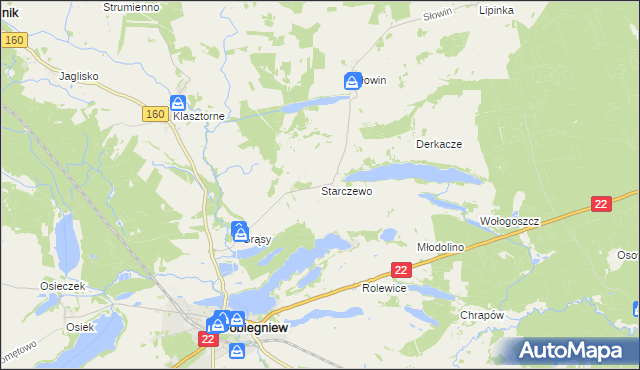 mapa Starczewo gmina Dobiegniew, Starczewo gmina Dobiegniew na mapie Targeo