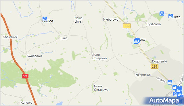 mapa Stare Chrapowo, Stare Chrapowo na mapie Targeo