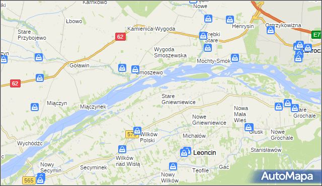 mapa Stare Gniewniewice, Stare Gniewniewice na mapie Targeo