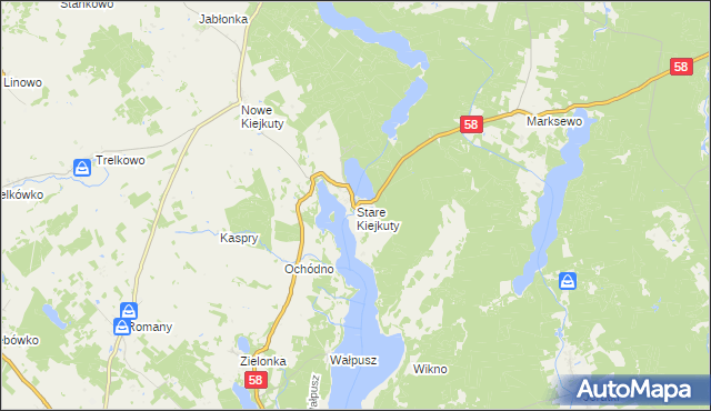 mapa Stare Kiejkuty, Stare Kiejkuty na mapie Targeo