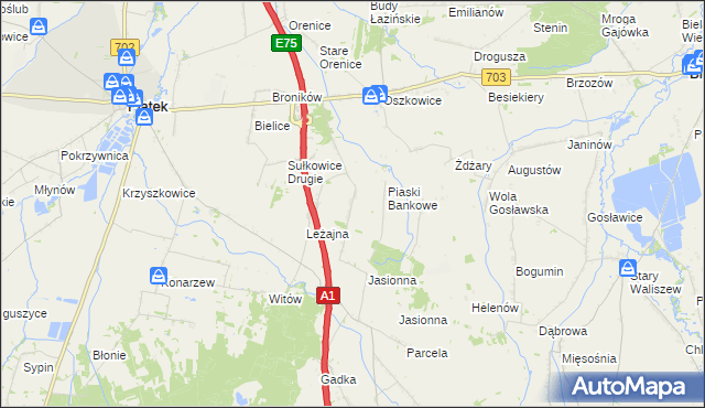 mapa Stare Piaski gmina Bielawy, Stare Piaski gmina Bielawy na mapie Targeo