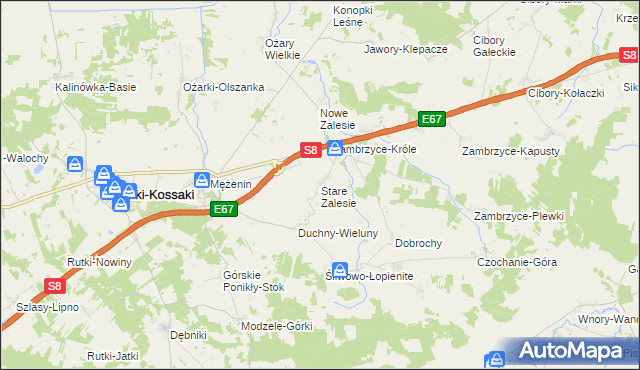 mapa Stare Zalesie gmina Rutki, Stare Zalesie gmina Rutki na mapie Targeo