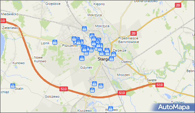 mapa Stargard, Stargard na mapie Targeo