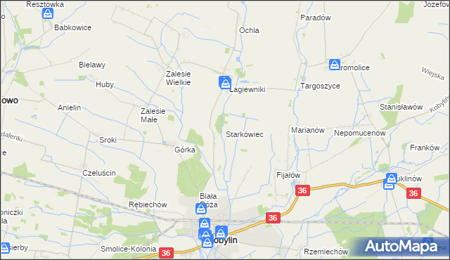 mapa Starkówiec, Starkówiec na mapie Targeo
