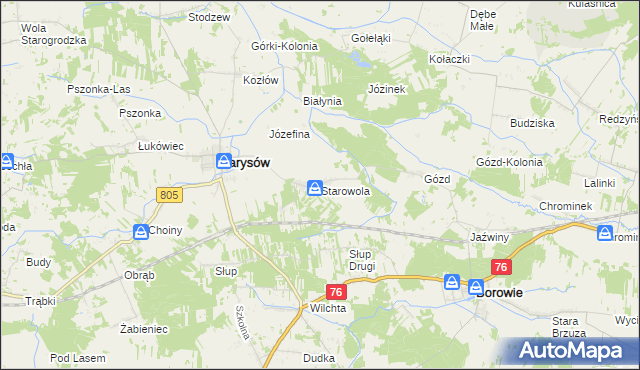 mapa Starowola gmina Parysów, Starowola gmina Parysów na mapie Targeo