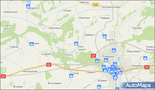 mapa Stary Gostyń, Stary Gostyń na mapie Targeo