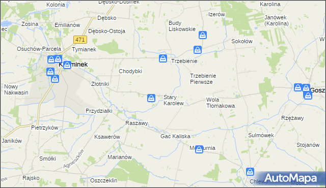 mapa Stary Karolew, Stary Karolew na mapie Targeo