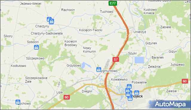 mapa Stary Komunin, Stary Komunin na mapie Targeo