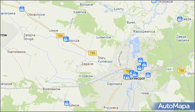 mapa Stary Koniecpol, Stary Koniecpol na mapie Targeo