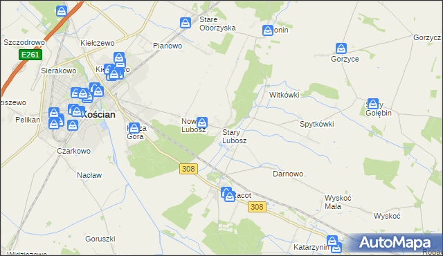 mapa Stary Lubosz, Stary Lubosz na mapie Targeo