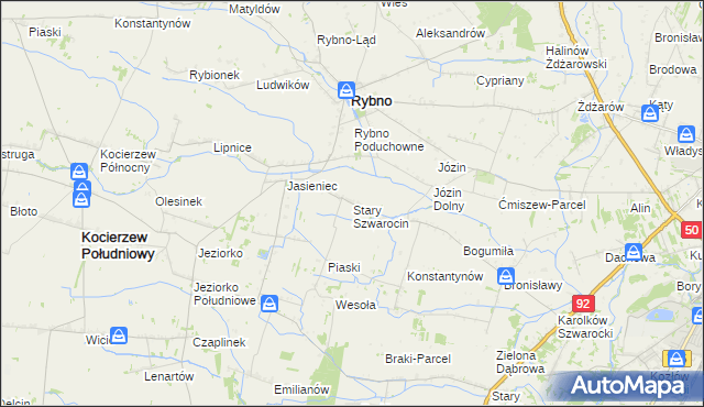 mapa Stary Szwarocin, Stary Szwarocin na mapie Targeo
