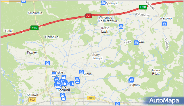 mapa Stary Tomyśl, Stary Tomyśl na mapie Targeo