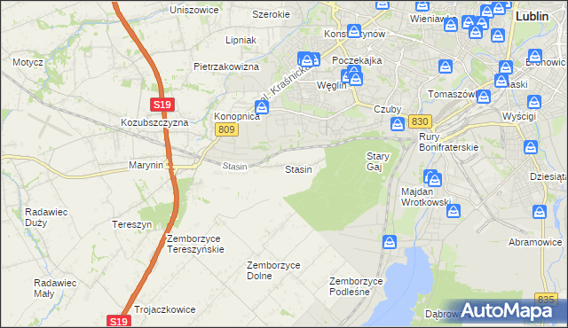 mapa Stasin gmina Konopnica, Stasin gmina Konopnica na mapie Targeo