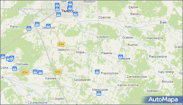 mapa Stasinów gmina Tłuszcz, Stasinów gmina Tłuszcz na mapie Targeo