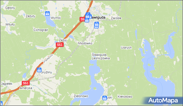 mapa Stawiguda Leśniczówka, Stawiguda Leśniczówka na mapie Targeo