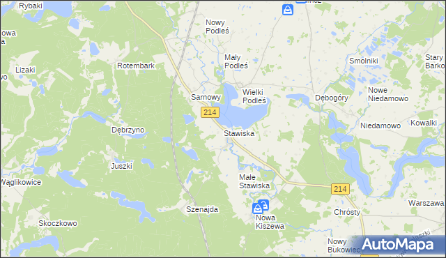 mapa Stawiska gmina Kościerzyna, Stawiska gmina Kościerzyna na mapie Targeo