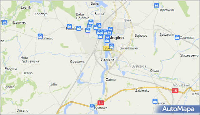 mapa Stawiska gmina Mogilno, Stawiska gmina Mogilno na mapie Targeo