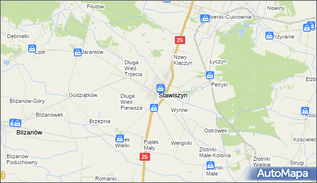 mapa Stawiszyn powiat kaliski, Stawiszyn powiat kaliski na mapie Targeo