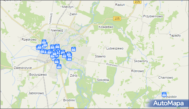 mapa Stawno gmina Gryfice, Stawno gmina Gryfice na mapie Targeo