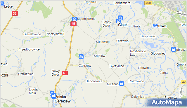 mapa Steblów gmina Cisek, Steblów gmina Cisek na mapie Targeo