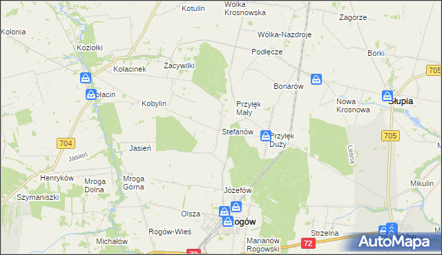 mapa Stefanów gmina Rogów, Stefanów gmina Rogów na mapie Targeo