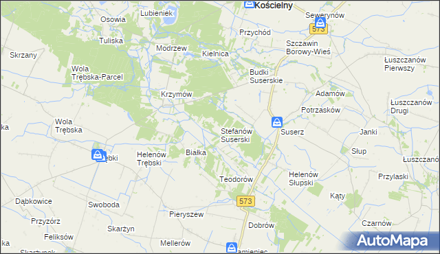 mapa Stefanów Suserski, Stefanów Suserski na mapie Targeo